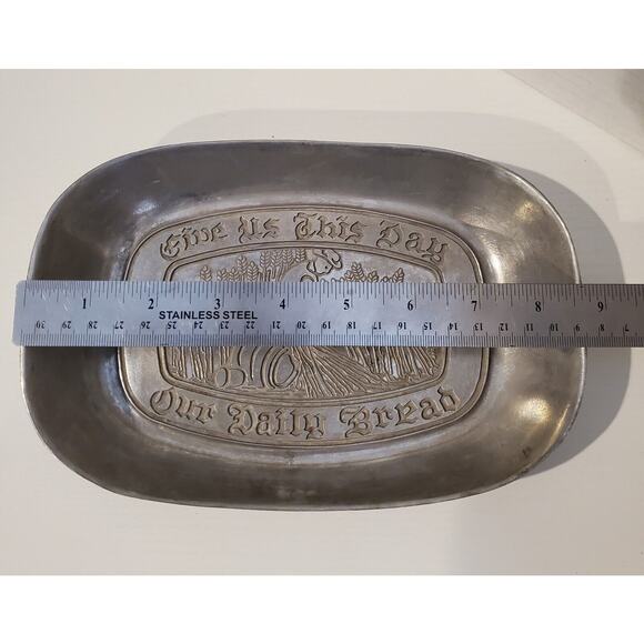 Aluminum Bread Tray, Give Us This Day Our Daily Bread 8.75 Inches Long - Picture 8 of 8